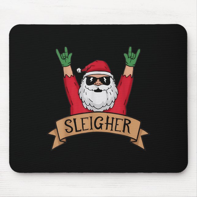 Alfombrilla De Ratón Navidades de Sleigher Rock N Roll Santa Claus (Frente)