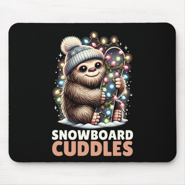 Alfombrilla De Ratón Navidades De Snowboard Cuddle Encendido De Snowboa (Frente)