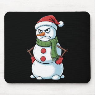 Alfombrilla De Ratón Navidades De Snowman Enfadados Con Santa Hat