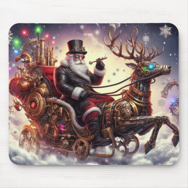 Alfombrilla De Ratón Navidades de steampunk de Santa/Reindeer/invierno (Frente)
