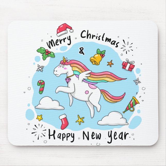 Alfombrilla De Ratón Navidades de Unicornio (Frente)