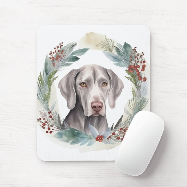 Alfombrilla De Ratón Navidades de Weimaraner Wreath Festive Pup (Con ratón)