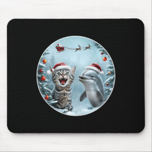 Alfombrilla De Ratón Navidades de Winter Wonderland Gato delfín Selfie 
