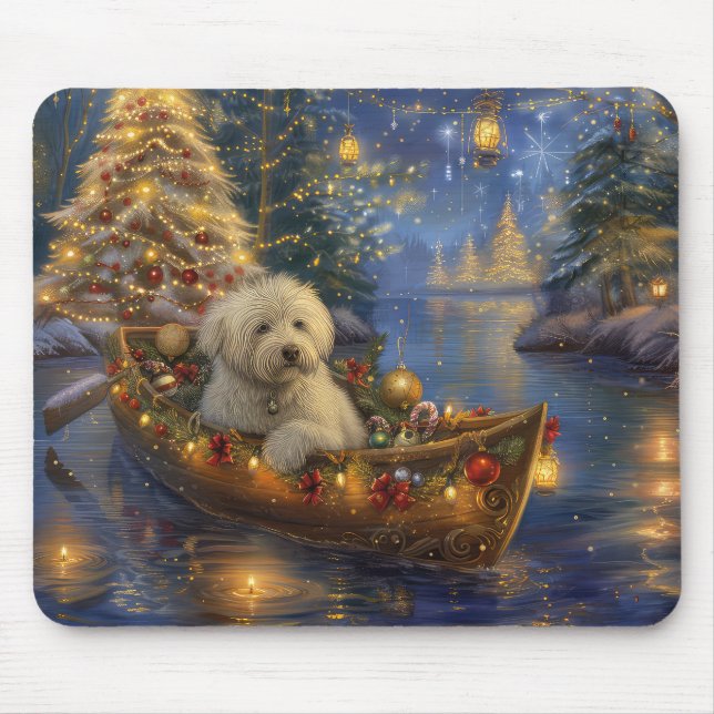 Alfombrilla De Ratón Navidades del Coton De Tulear: Viaje festivo (Frente)