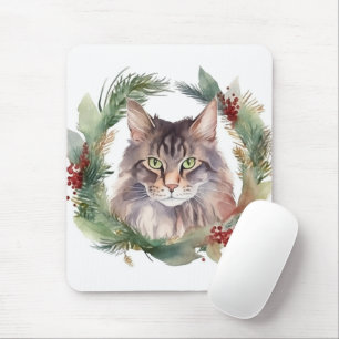 Alfombrilla De Ratón Navidades del gato Maine Coon Wreath Festive Kitte
