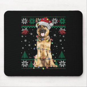 Alfombrilla De Ratón Navidades del Pastor Alemán Santa Ugly Sweater Dog