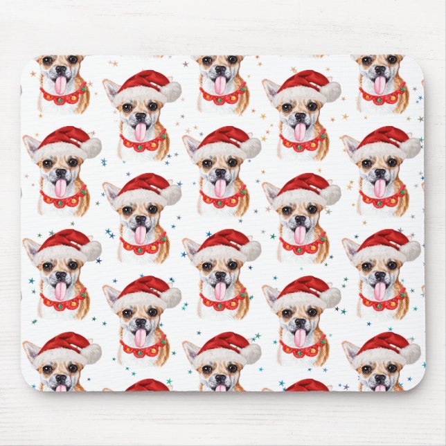 Alfombrilla De Ratón Navidades del patrón de canino de la raza Chihuahu (Frente)