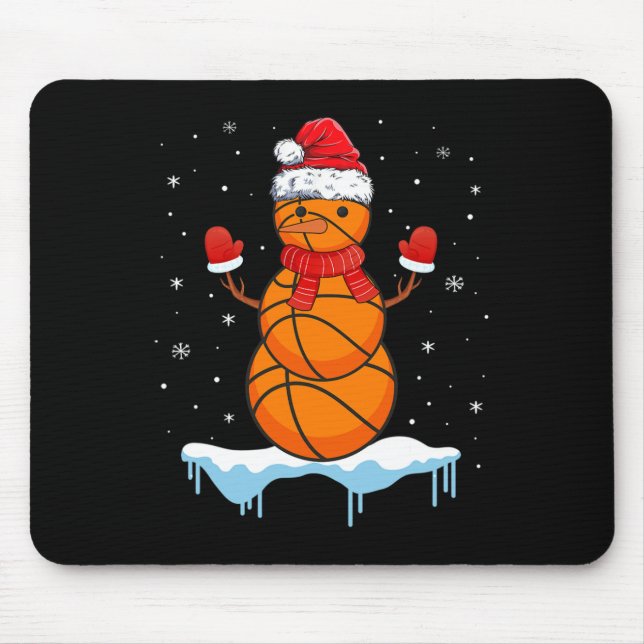 Alfombrilla De Ratón Navidades divertidos Baloncesto Santa Snowman (Frente)