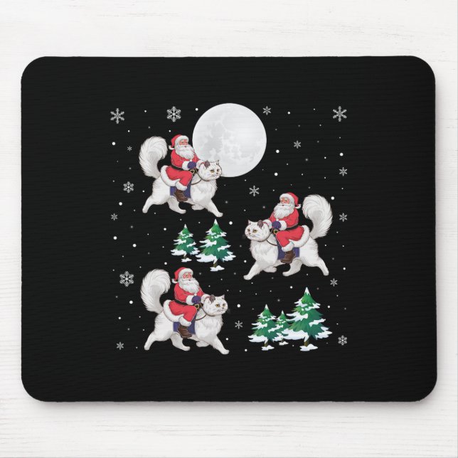 Alfombrilla De Ratón Navidades divertidos del gato persa en Santa Ridin (Frente)