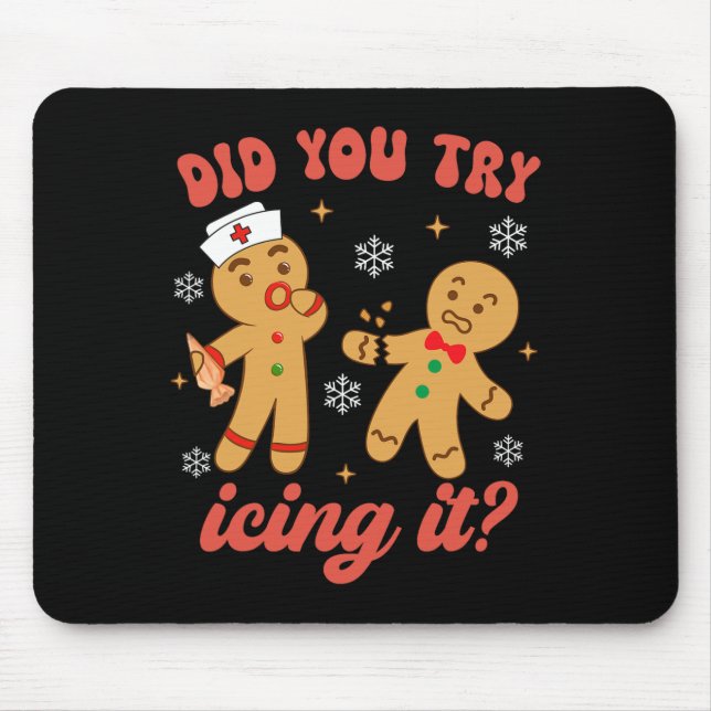 Alfombrilla De Ratón Navidades Divertidos Enfermeras Gingerbread Hombre (Frente)