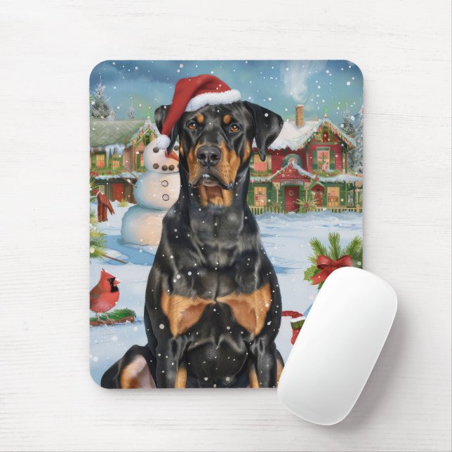 Alfombrilla De Ratón Navidades Doberman Winter Wonderland (Con ratón)