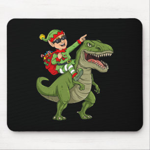 Alfombrilla De Ratón Navidades Elf Riding Dinosaur T Rex Niños Diversió