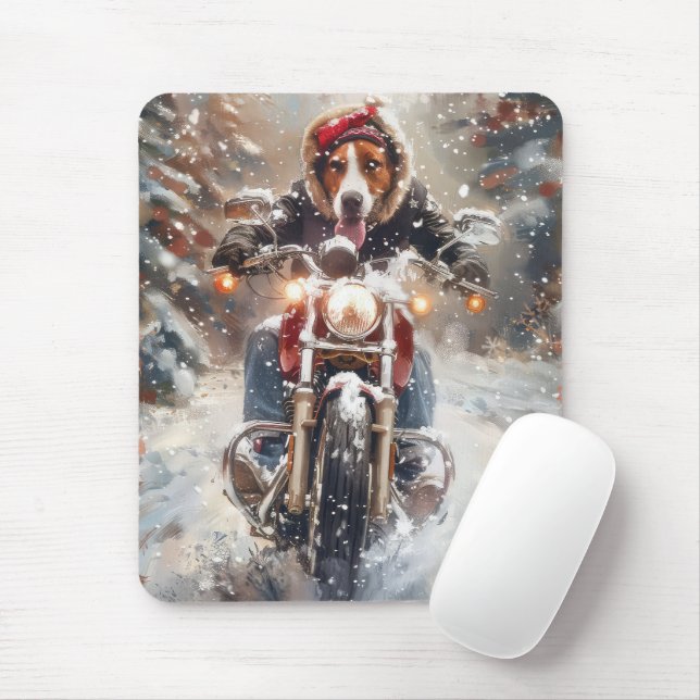 Alfombrilla De Ratón Navidades en bicicleta de Foxhound English (Con ratón)
