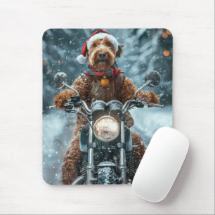 Alfombrilla De Ratón Navidades en motocicleta de Airedale Dog Riding