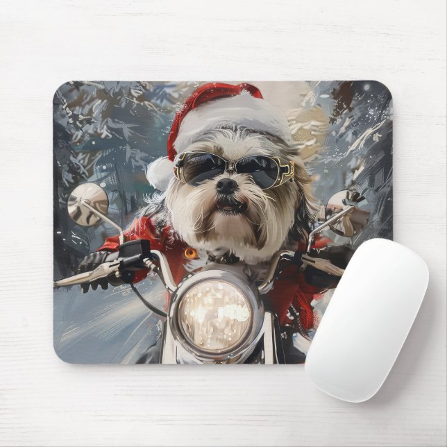 Alfombrilla De Ratón Navidades en motocicleta de Malti Tzu (Con ratón)