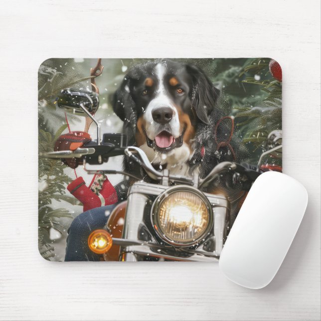 Alfombrilla De Ratón Navidades en motocicleta del Gran Suizo Montañismo (Con ratón)