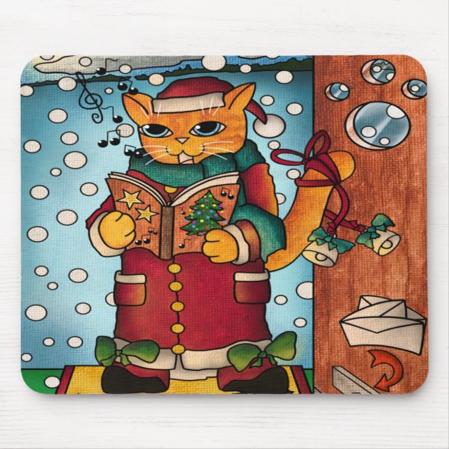 Alfombrilla De Ratón Navidades encantadores y cariñosos cantantes de ca (Frente)
