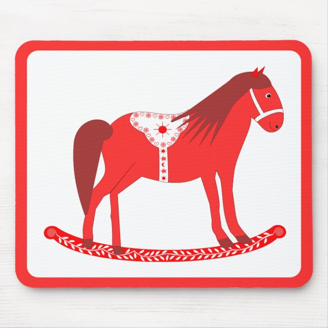 Alfombrilla De Ratón Navidades escandinavos rodando caballo (Frente)