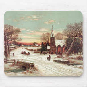 Alfombrilla De Ratón Navidades Eve Winter Scene mousepad