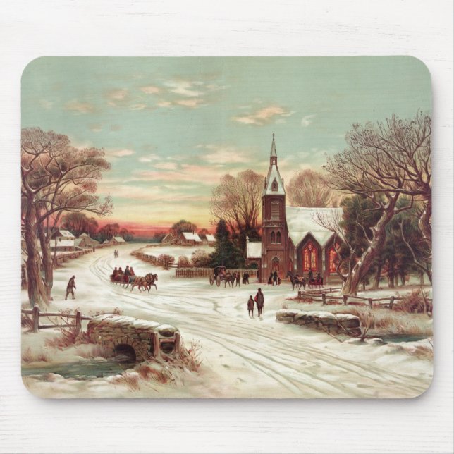 Alfombrilla De Ratón Navidades Eve Winter Scene mousepad (Frente)