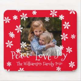 Alfombrilla De Ratón Navidades Familia Foto Año Blanco Snowflake Red
