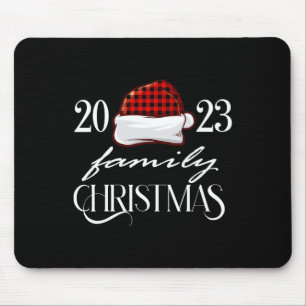 Alfombrilla De Ratón Navidades familiares 2023 Santa Hat Red Plaid
