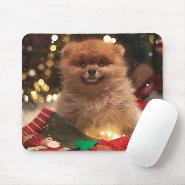 Alfombrilla De Ratón Navidades felices cachorros (Con ratón)