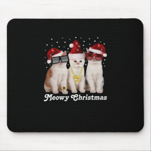 Alfombrilla De Ratón Navidades felices Gato lindo con Santa Claus