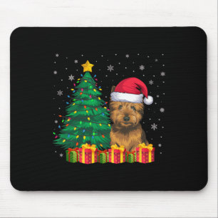 Alfombrilla De Ratón Navidades feos de Cairn Terrier Santa Hat iluminan