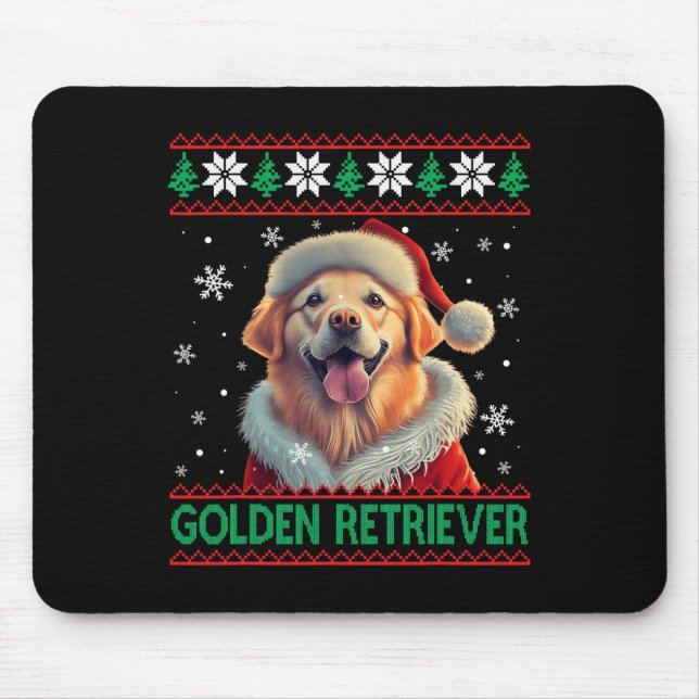 Alfombrilla De Ratón Navidades feos del Golden Retriever Santa Hat (Frente)