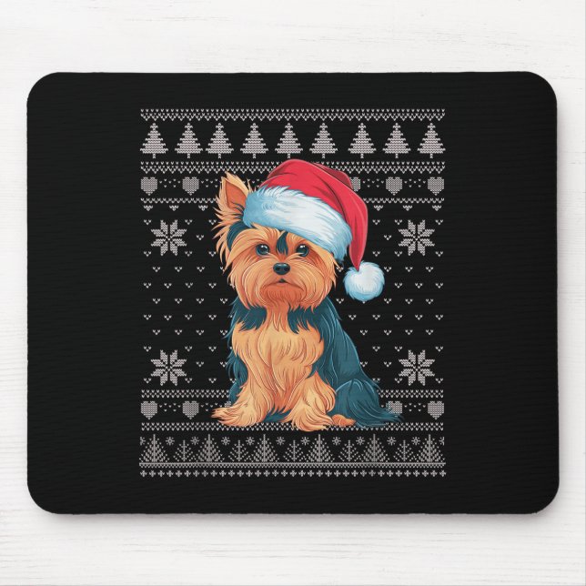 Alfombrilla De Ratón Navidades feos y graciosos de Yorkie sudan Santa X (Frente)