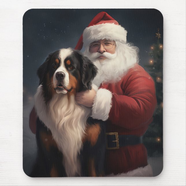 Alfombrilla De Ratón Navidades festivos Bernese Mountain Dog Santa Clau (Frente)