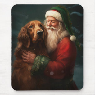 Alfombrilla De Ratón Navidades festivos de la Red Setter Santa Claus de