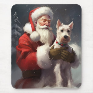 Alfombrilla De Ratón Navidades festivos de Wire Fox Terrier Santa Claus