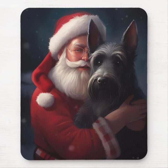 Alfombrilla De Ratón Navidades festivos Scottish Terrier Santa Claus (Frente)
