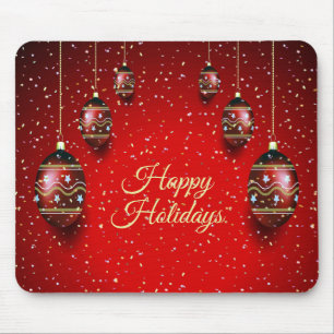 Alfombrilla De Ratón Navidades Fiesta Golden Red Winter Holidays Elegan