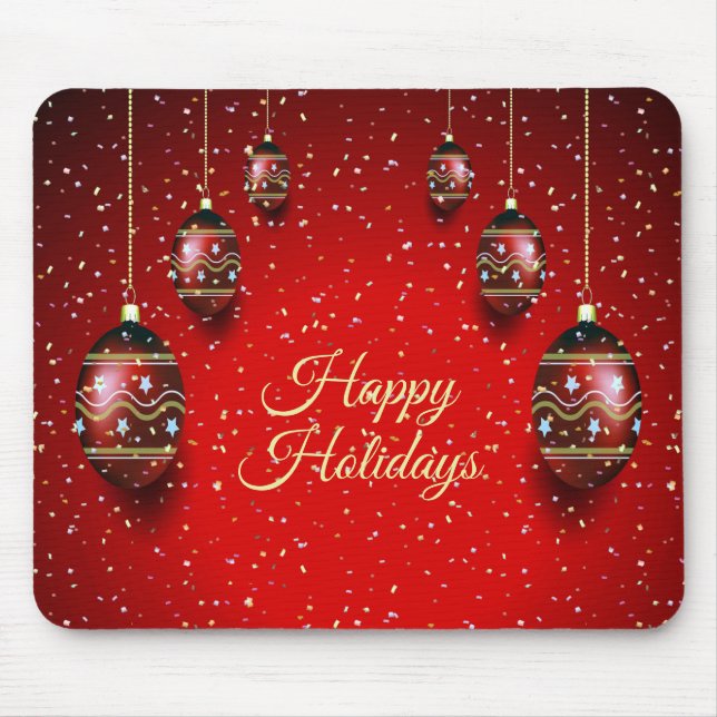 Alfombrilla De Ratón Navidades Fiesta Golden Red Winter Holidays Elegan (Frente)