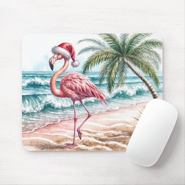 Alfombrilla De Ratón Navidades Flamingo On a Beach (Con ratón)