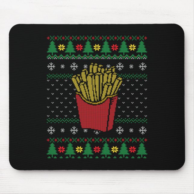 Alfombrilla De Ratón Navidades Fries Feo Ugly Sweater (Frente)