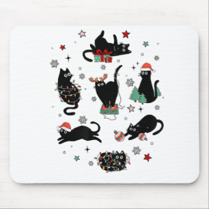 Alfombrilla De Ratón Navidades Gatos Negros