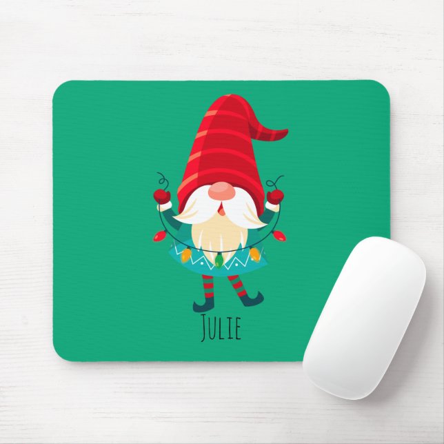 Alfombrilla De Ratón Navidades Gnome portando Navidades Luces (Con ratón)