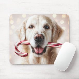 Alfombrilla De Ratón Navidades Golden Retriever con Candy Cane