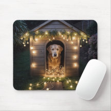 Navidades Golden Retriever in a Doghouse