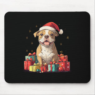 Alfombrilla De Ratón Navidades graciosos de Pitbull Santa Hat