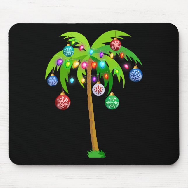 Alfombrilla De Ratón Navidades hawaianos palmeras tropicales de Navidad (Frente)