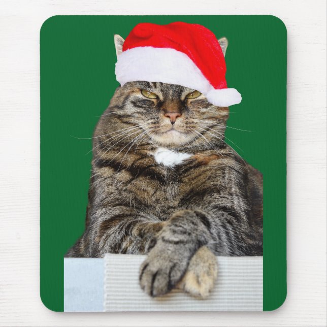 Alfombrilla De Ratón Navidades Humbug Foto con Santa Hat (Frente)