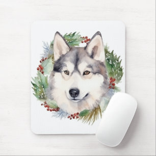 Alfombrilla De Ratón Navidades Husky siberianos de corona festividad