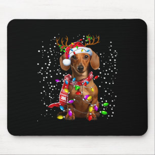 Alfombrilla De Ratón Navidades Iluminan Dachshund Dog Santa Hat Scarf p