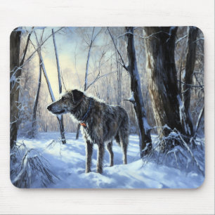 Alfombrilla De Ratón Navidades irlandeses de Wolfhound Dejan Que Nieva