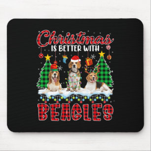 Alfombrilla De Ratón Navidades Mejor Con Beagles Santa Elf Reindee